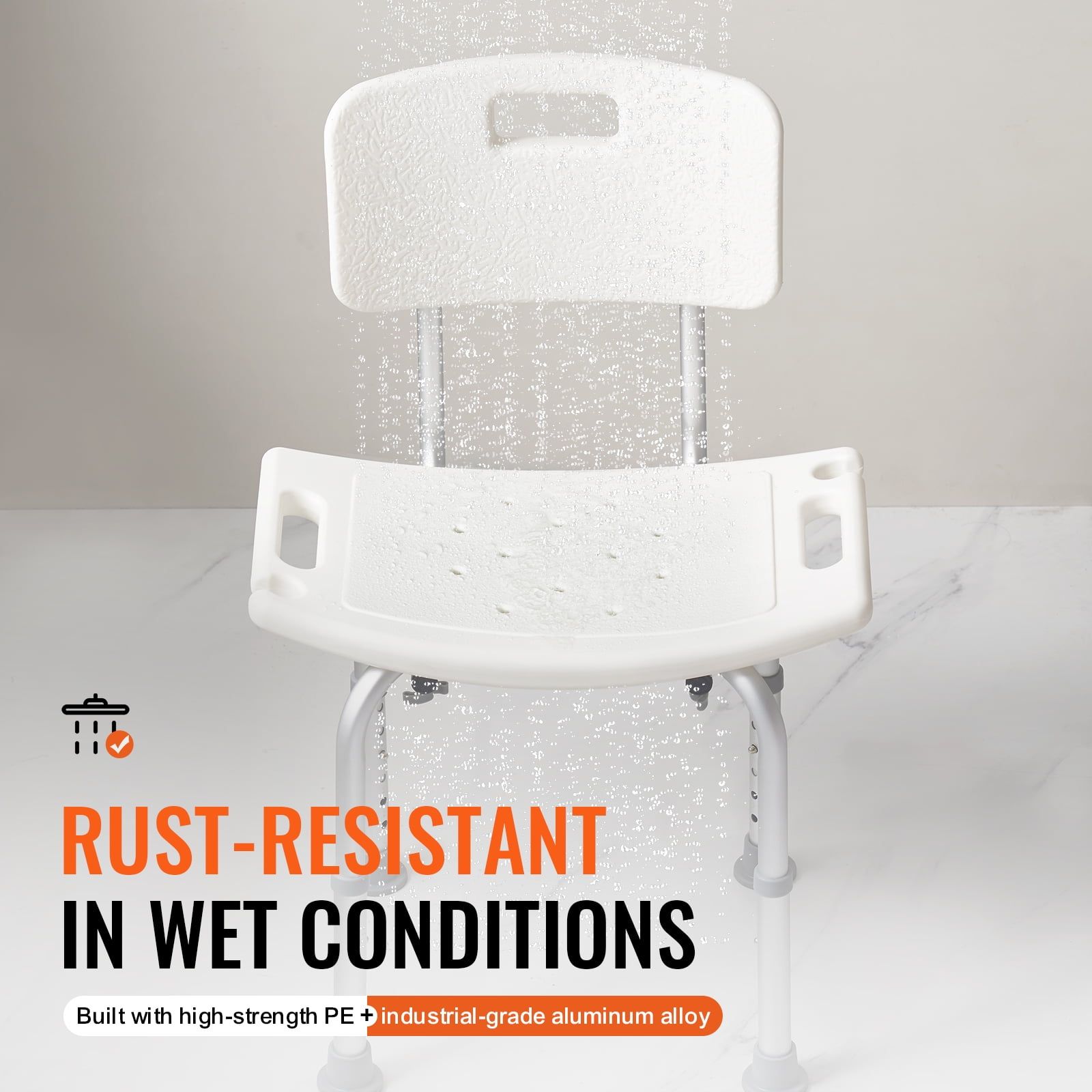 Shower Chair, Height-Adaptable Bath Seat, Non-Slip Bathroom Stool for Shower or Bathtub, Ideal for Seniors, Disabled, and Individuals with Limited Mobility, Supports Up to 350 lbs - Image 3