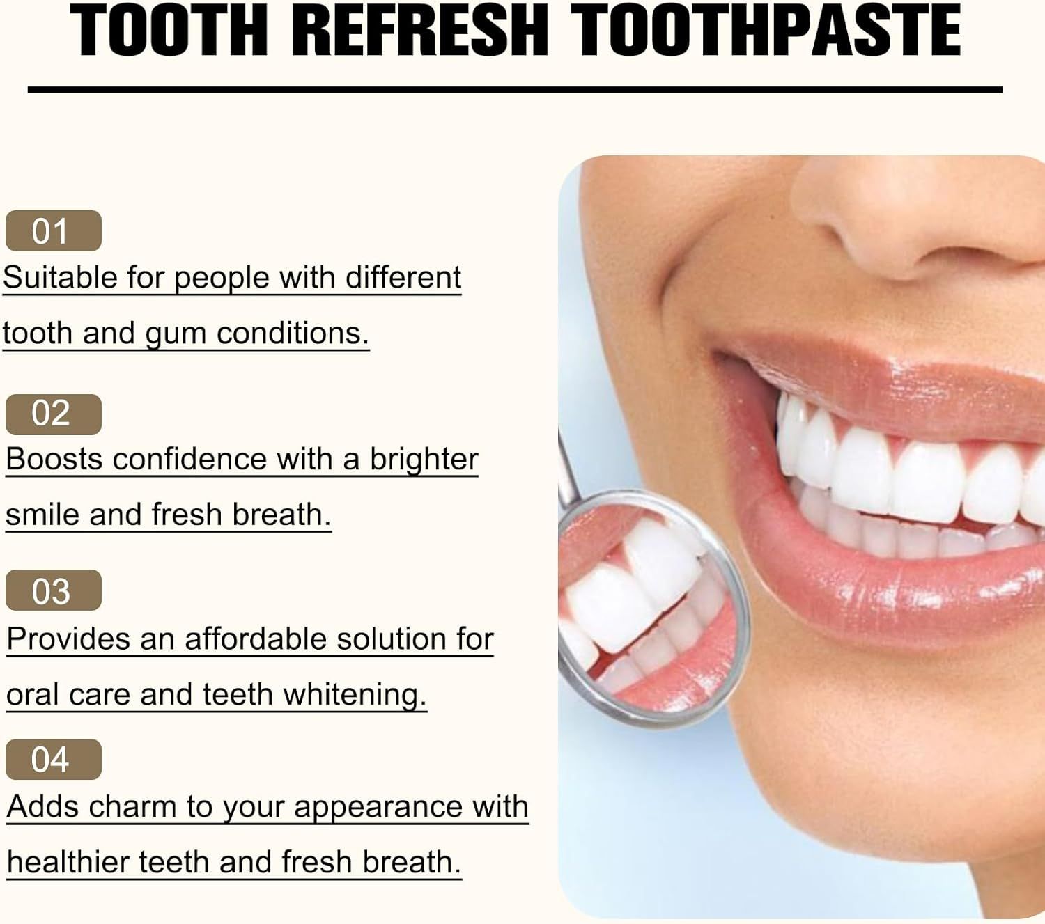 Tooth Refresh Toothpaste, Fresh Breath Whitening Toothpaste, Natural Oral Care & Enamel Repair, Helps Remove Coffee, Tea & Wine Stains, Fresh... - Image 4