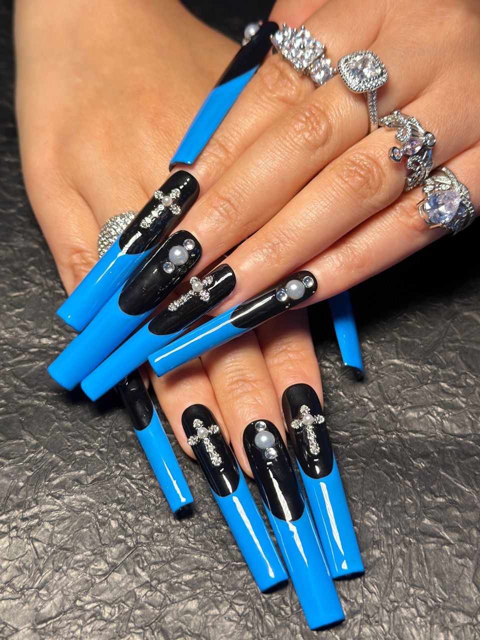 2026 Gothic charm exquisitely crafted wearable nails, Valentine's Day long square press-on false nail set, handcrafted false nail pieces