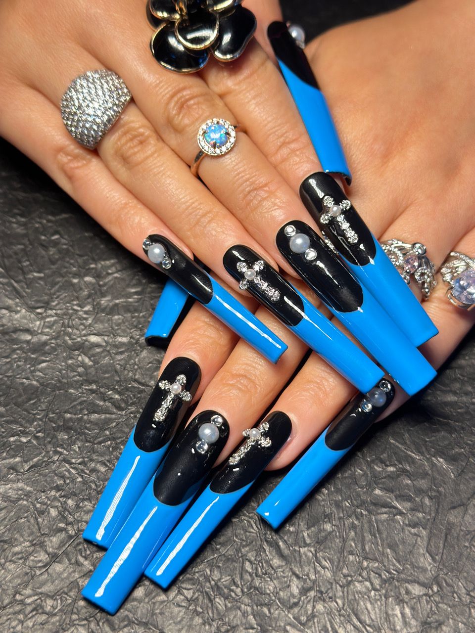 2026 Gothic charm exquisitely crafted wearable nails, Valentine's Day long square press-on false nail set, handcrafted false nail pieces - Image 17