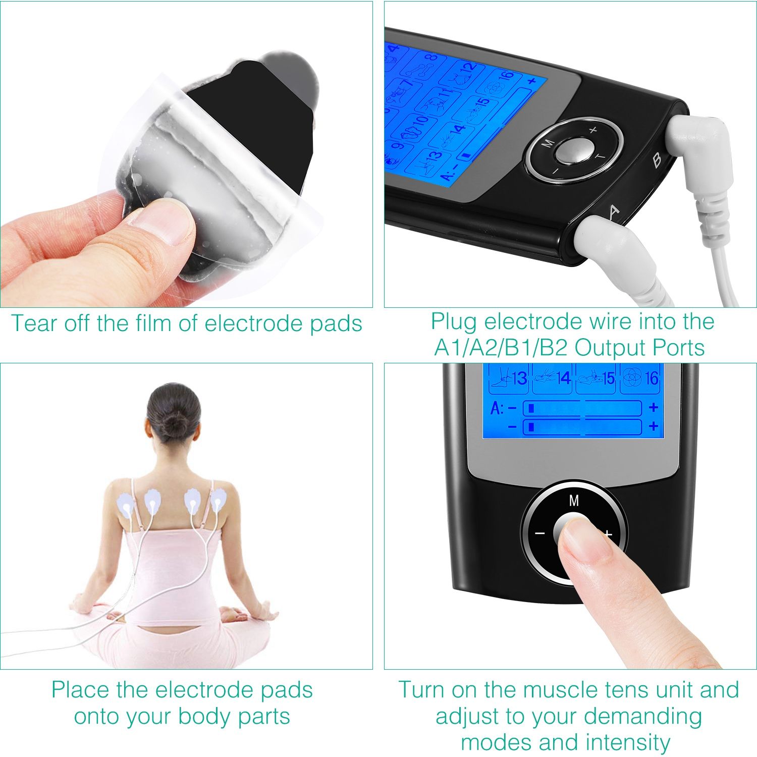 Portable TENS Unit with 10-60Min Timer, 16 Massage Modes & 20 Intensity Levels, Dual Output Design, Rechargeable Pain Relief Massager for Home Office Travel - Image 3