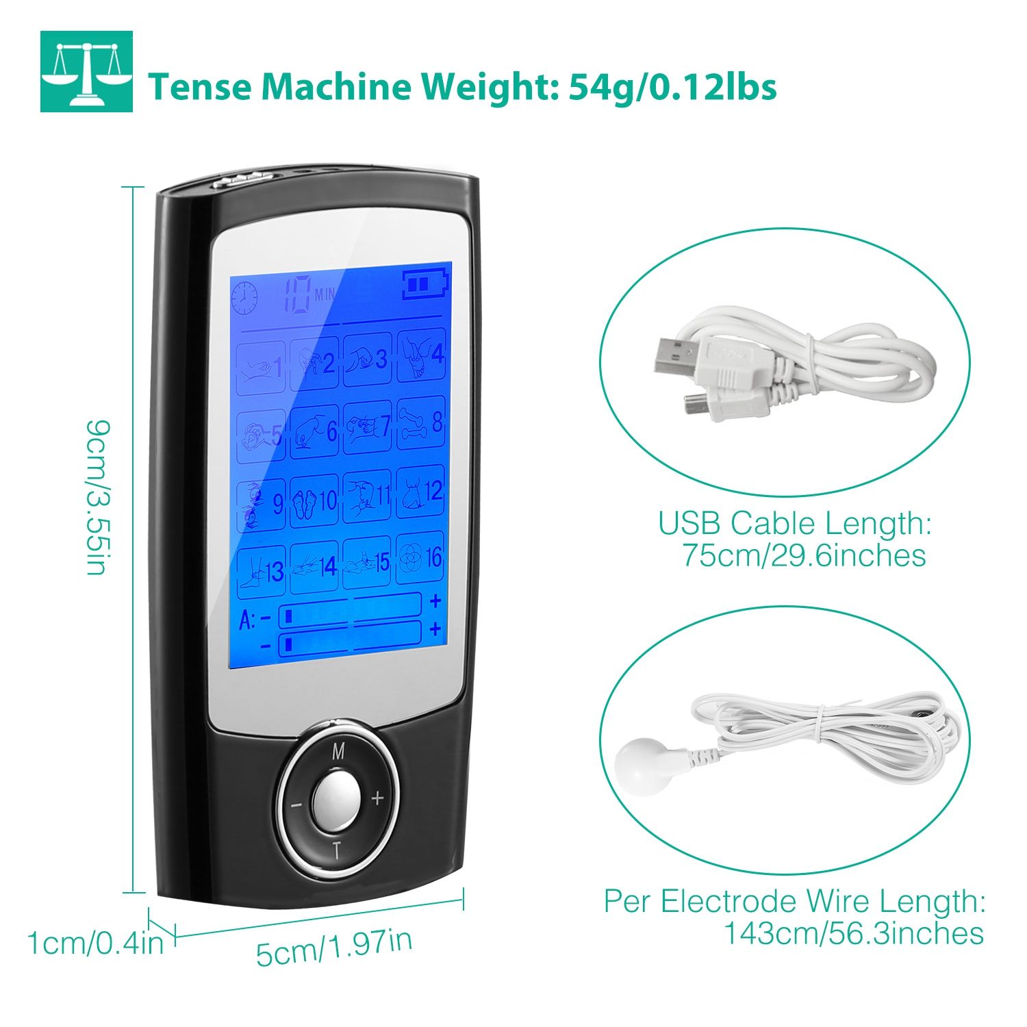 Portable TENS Unit with 10-60Min Timer, 16 Massage Modes & 20 Intensity Levels, Dual Output Design, Rechargeable Pain Relief Massager for Home Office Travel - Image 4