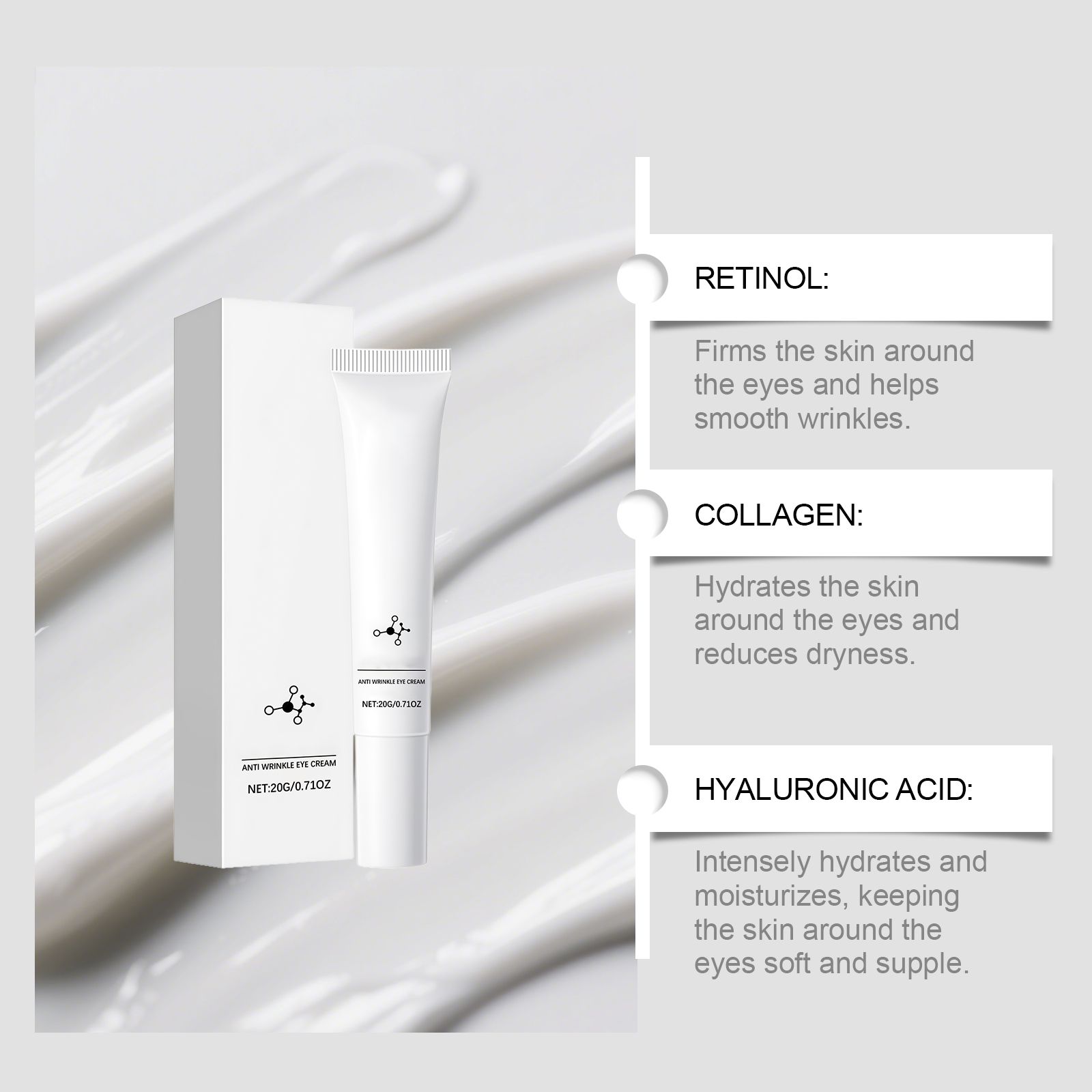 AMZ Eye Cream Hydrating and Moisturizing Care for Eye Skin Gentle Ingredients Watery Massage Daily Care Eye Cream - Image 3