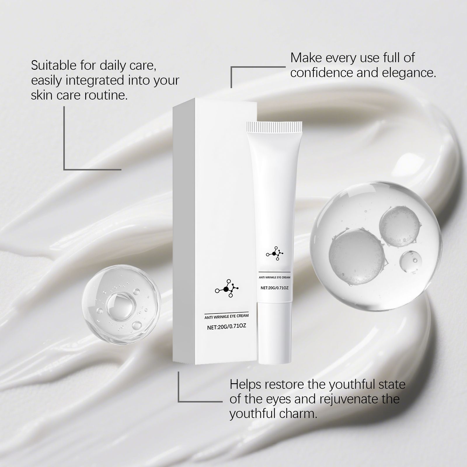 AMZ Eye Cream Hydrating and Moisturizing Care for Eye Skin Gentle Ingredients Watery Massage Daily Care Eye Cream - Image 4