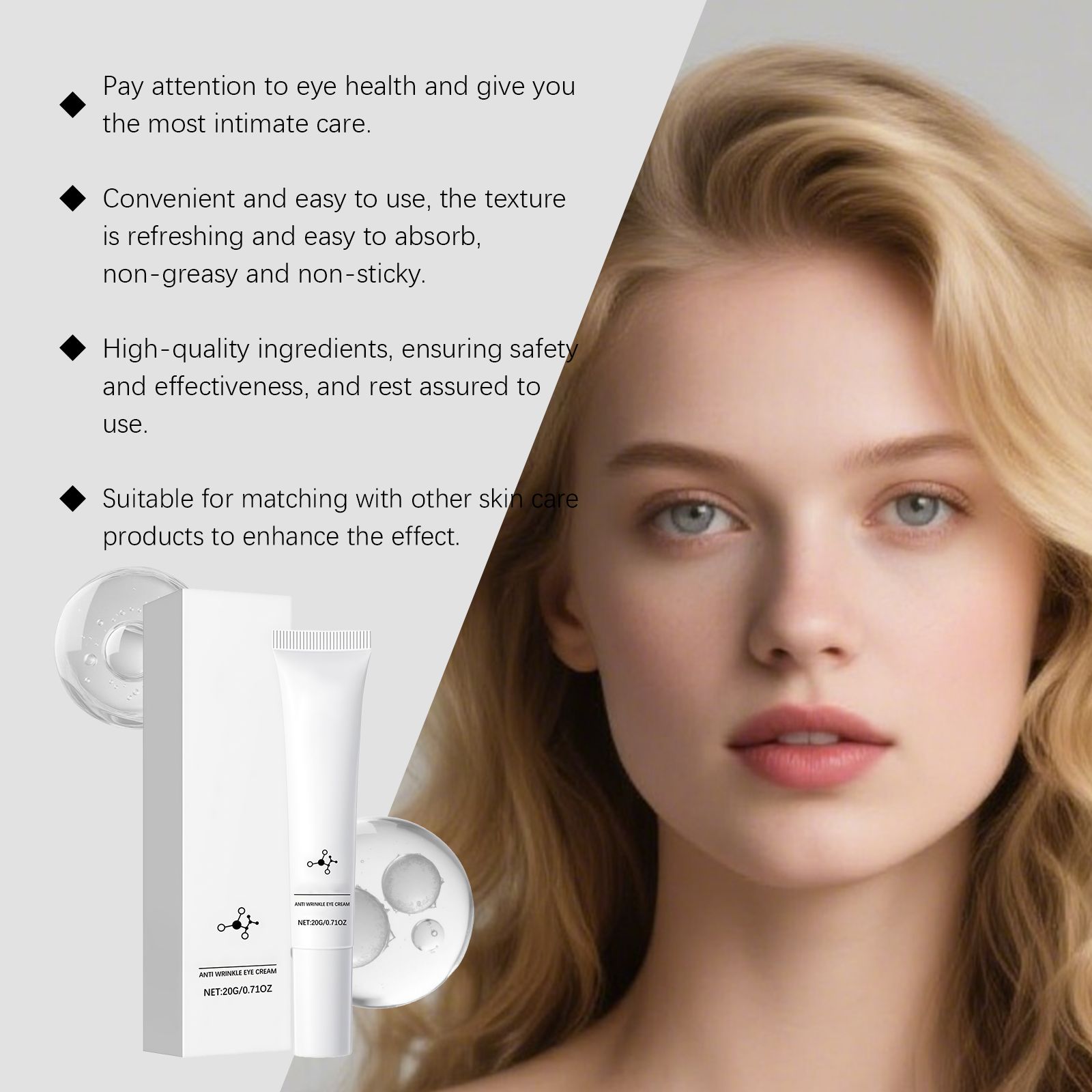 AMZ Eye Cream Hydrating and Moisturizing Care for Eye Skin Gentle Ingredients Watery Massage Daily Care Eye Cream - Image 7