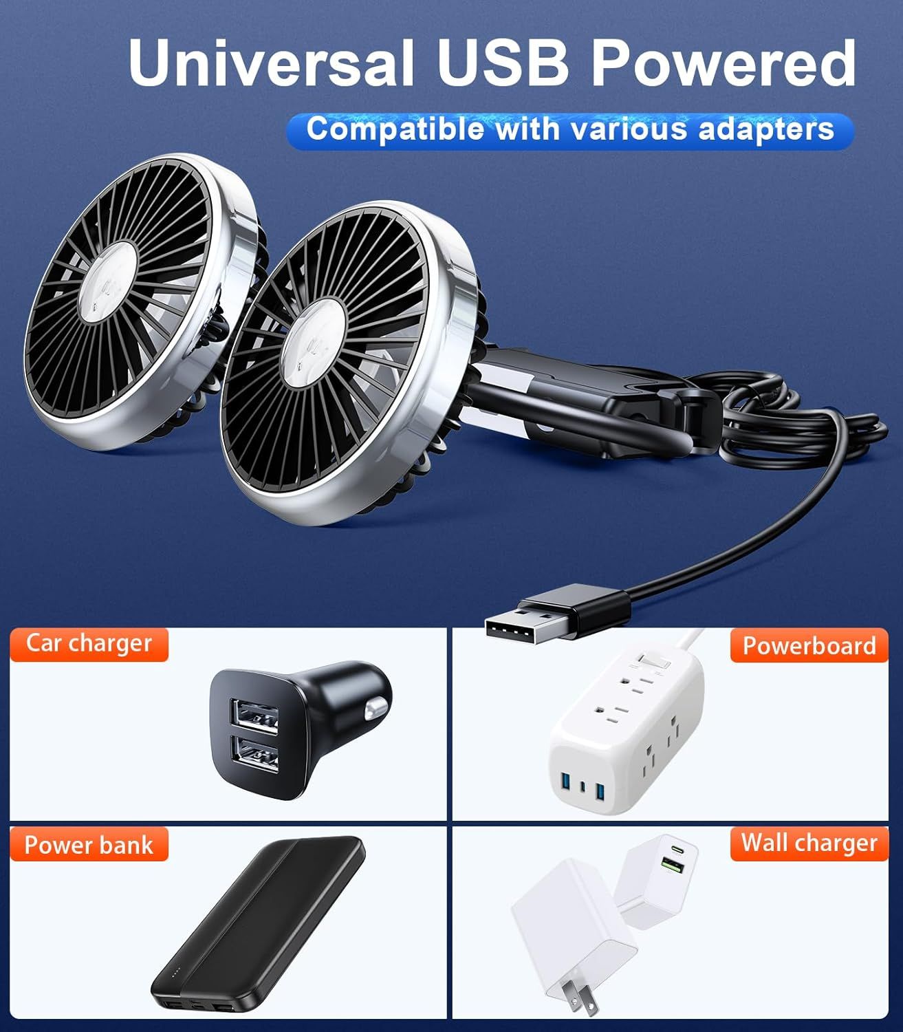 Dual Head Gooseneck Car Cooling Fans for Back Seat for Kids, USB Car Headrest Cooling Fan for Baby Rear Facing, Car Seat Cooler That Blow Cold Air for Vehicles Sedan SUV Rv Truck Without Ac - Image 4