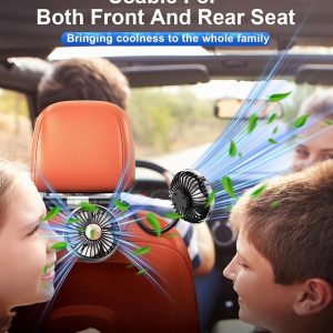 Dual Head Gooseneck Car Cooling Fans for Back Seat for Kids, USB Car Headrest Cooling Fan for Baby Rear Facing, Car Seat Cooler That Blow Cold Air for Vehicles Sedan SUV Rv Truck Without Ac