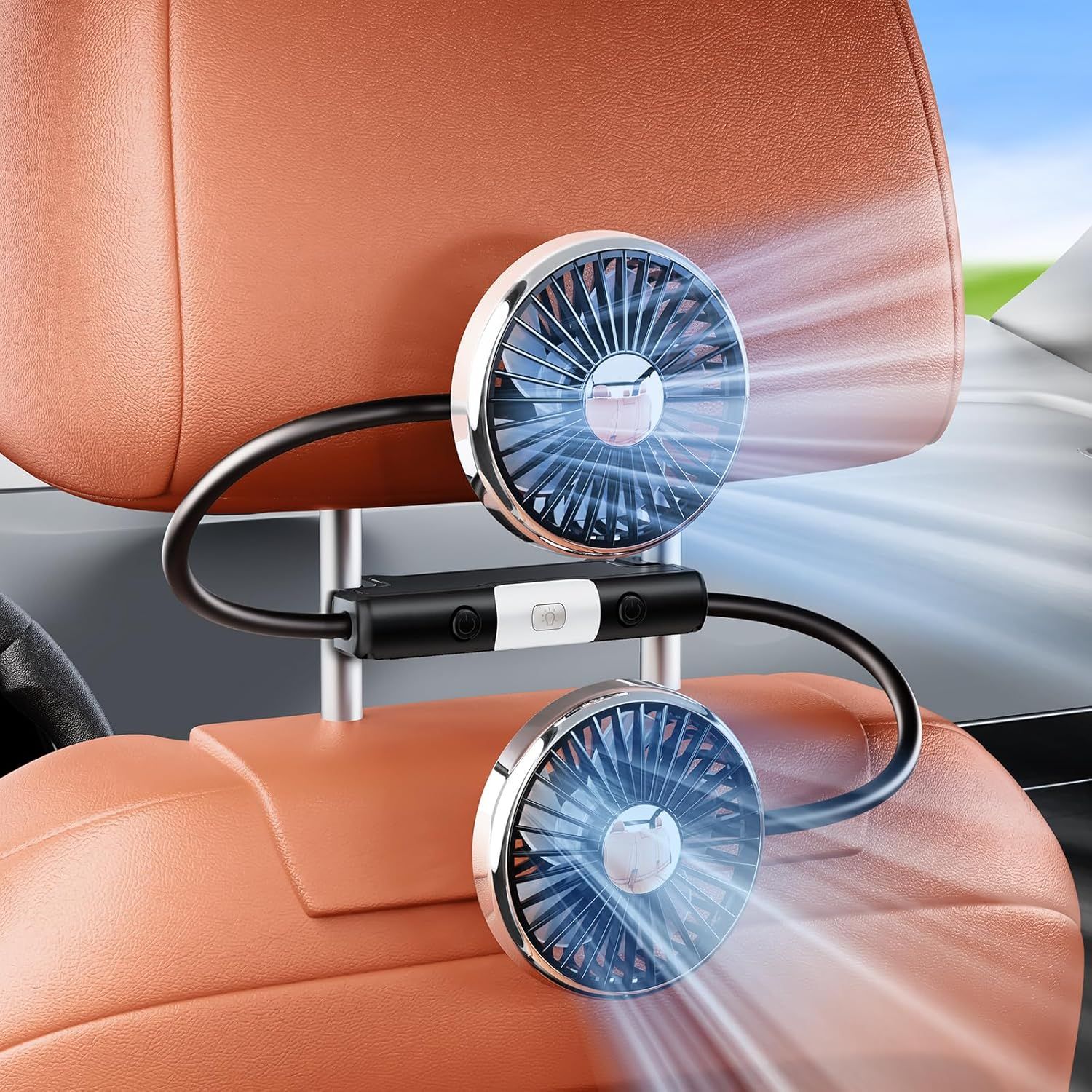 Dual Head Gooseneck Car Cooling Fans for Back Seat for Kids, USB Car Headrest Cooling Fan for Baby Rear Facing, Car Seat Cooler That Blow Cold Air for Vehicles Sedan SUV Rv Truck Without Ac - Image 9