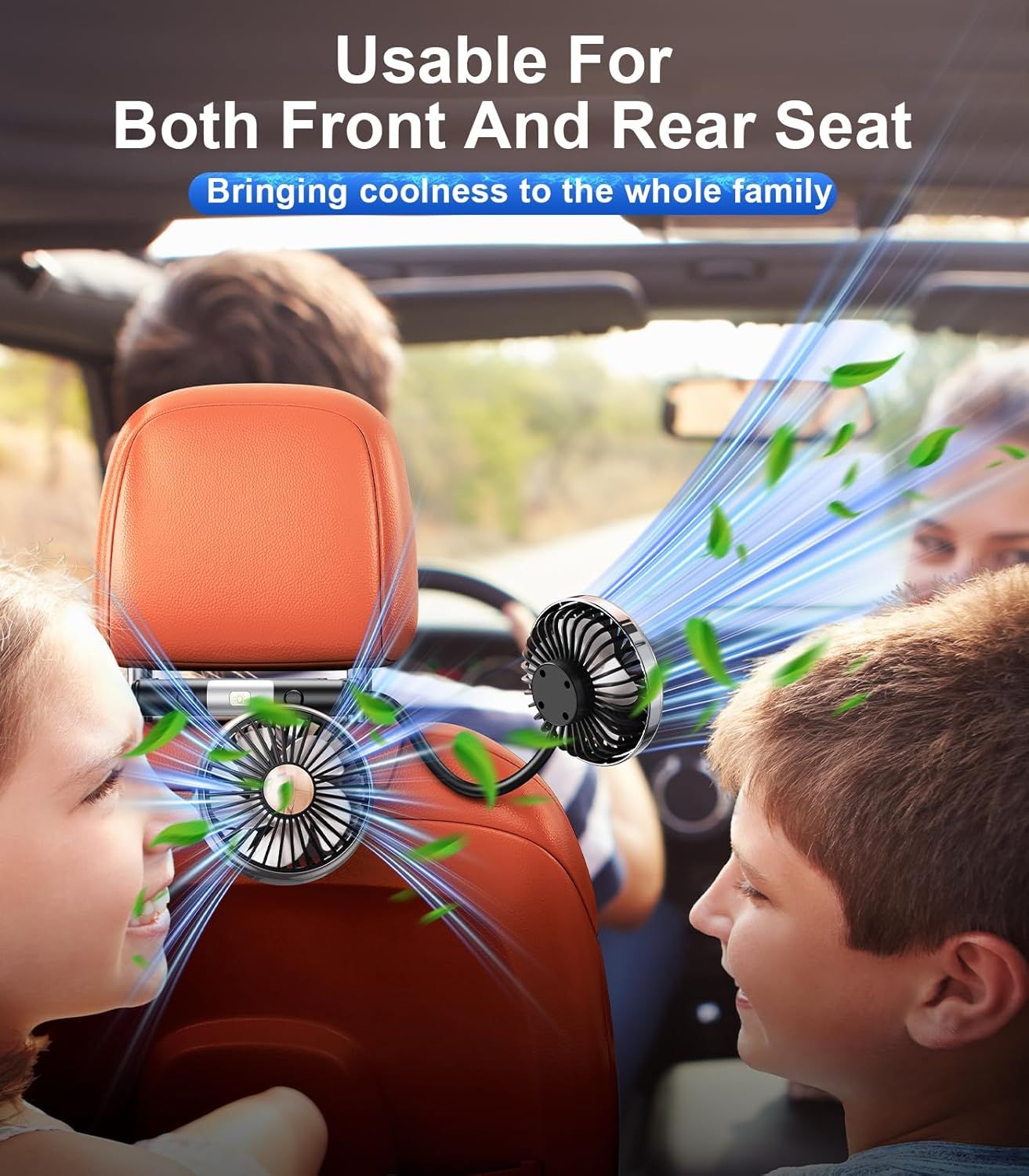 Dual Head Gooseneck Car Cooling Fans for Back Seat for Kids, USB Car Headrest Cooling Fan for Baby Rear Facing, Car Seat Cooler That Blow Cold Air for Vehicles Sedan SUV Rv Truck Without Ac