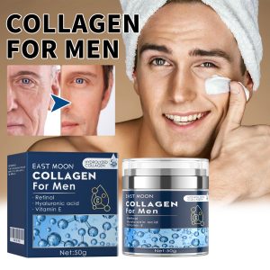 Men’s Collagen Anti-Aging Facial Moisturizer Cream, Retinol Hydrating Face Lotion with Hyaluronic Acid & Vitamin E, Daily Skin Firming Facial Care Cream for Reducing Fine Lines, Deep Hydration Wrinkle