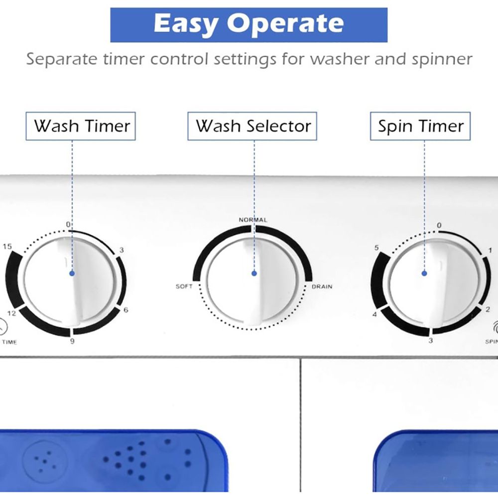 20 lbs Compact Twin Tub Washing Machine for Home Use - Image 7