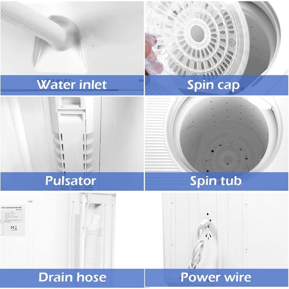 20 lbs Compact Twin Tub Washing Machine for Home Use - Image 8