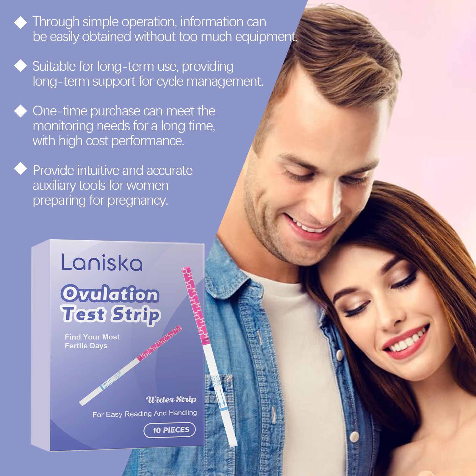 Star ProduTest Strips 10 Count, Wide Width LH Test Strips for Women Fertility Monitoring, At Home Urine Test Strips to Track Fertile Days, Easy - Image 4