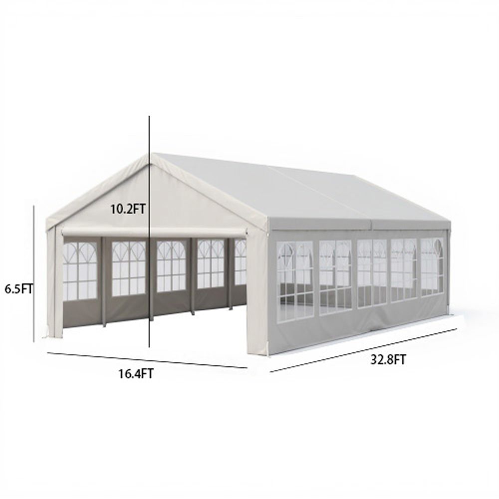 16'x32' Carport Car Canopy Party Tent with 2 Storage Bags & Removable Sidewalls, Outdoor Gazebo Commercial Tents for Parties Wedding BBQ with 2 Carry Bags - Image 5