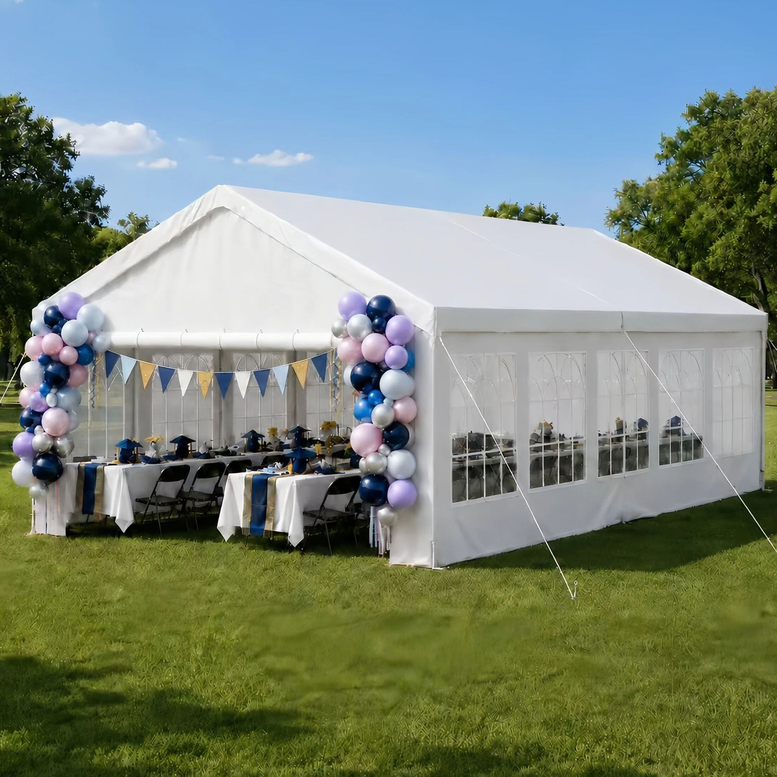 16'x32' Carport Car Canopy Party Tent with 2 Storage Bags & Removable Sidewalls, Outdoor Gazebo Commercial Tents for Parties Wedding BBQ with 2 Carry Bags