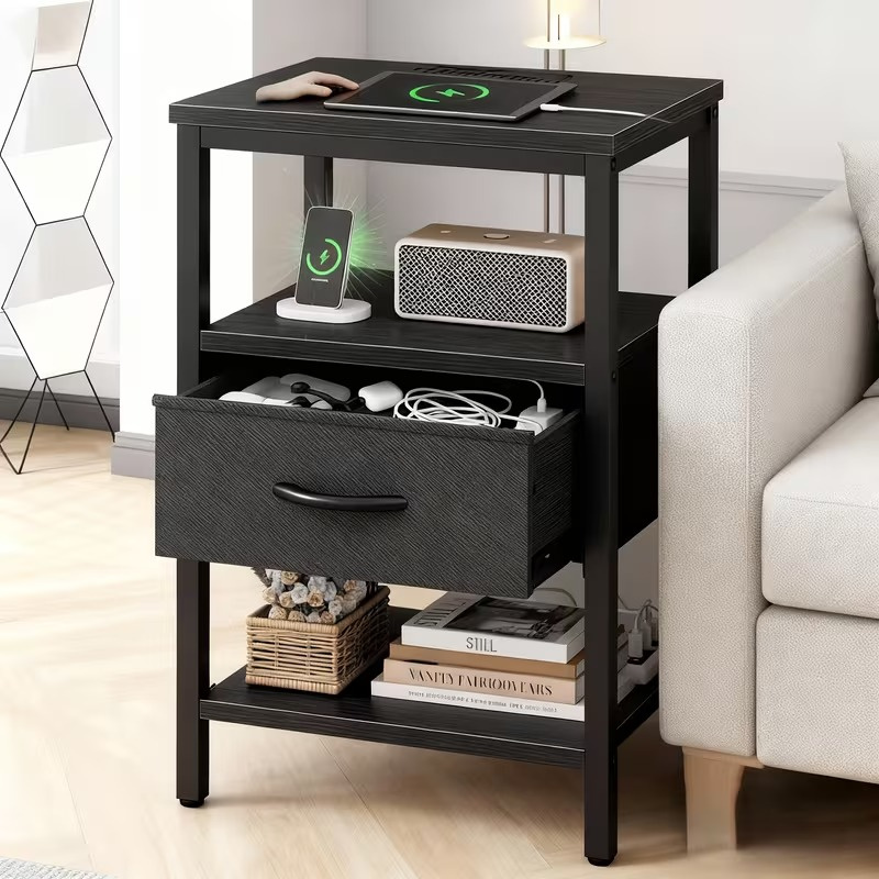 1/2 Pack Floating Nightstand with Charging Station, Wall Mounted Bedside Table with USB & Type-C Ports, 2 Adjustable Drawers and Built-in Outlet for Bedroom - Image 4