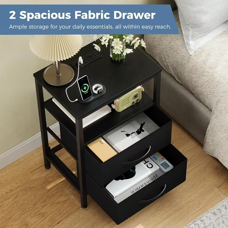 1/2 Pack Floating Nightstand with Charging Station, Wall Mounted Bedside Table with USB & Type-C Ports, 2 Adjustable Drawers and Built-in Outlet for Bedroom - Image 6