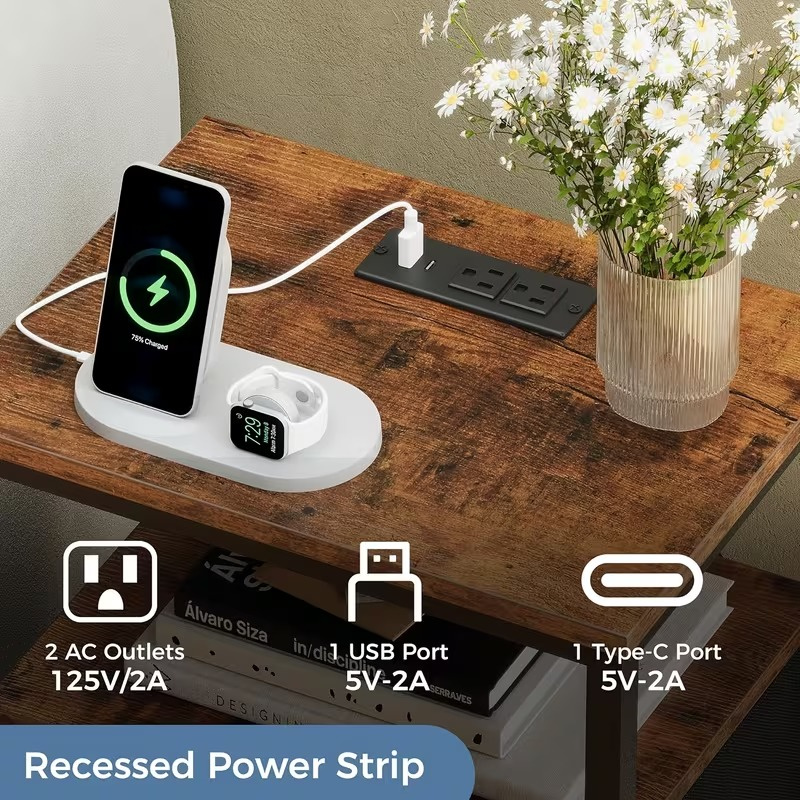 1/2 Pack Floating Nightstand with Charging Station, Wall Mounted Bedside Table with USB & Type-C Ports, 2 Adjustable Drawers and Built-in Outlet for Bedroom - Image 7