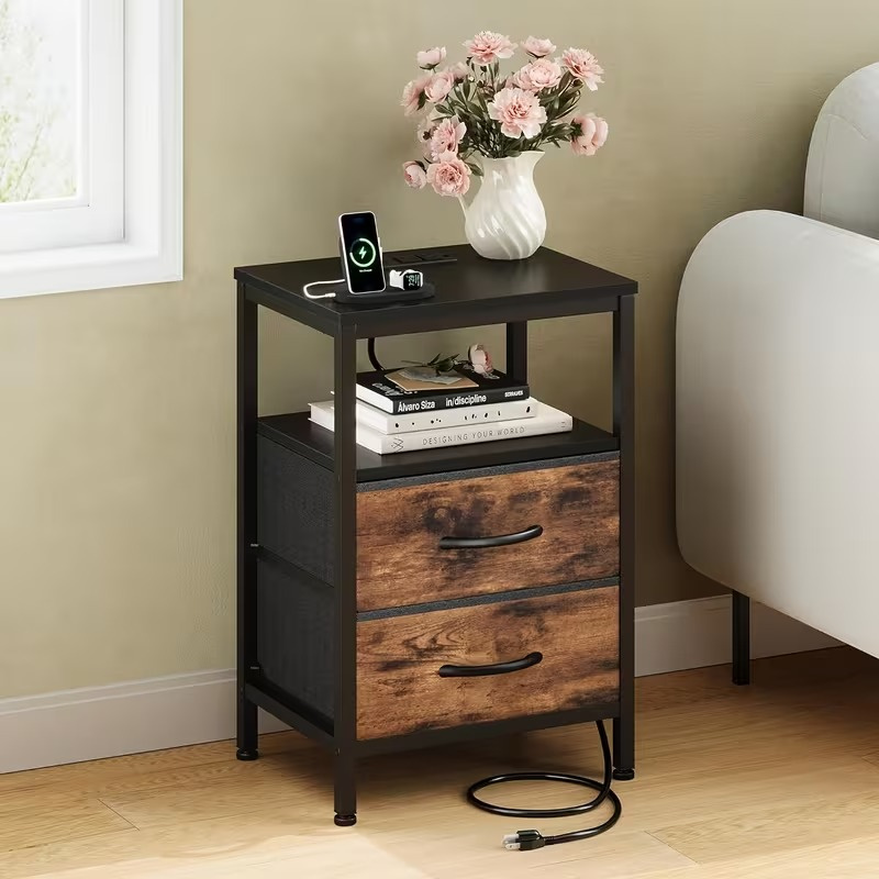 1/2 Pack Floating Nightstand with Charging Station, Wall Mounted Bedside Table with USB & Type-C Ports, 2 Adjustable Drawers and Built-in Outlet for Bedroom - Image 8