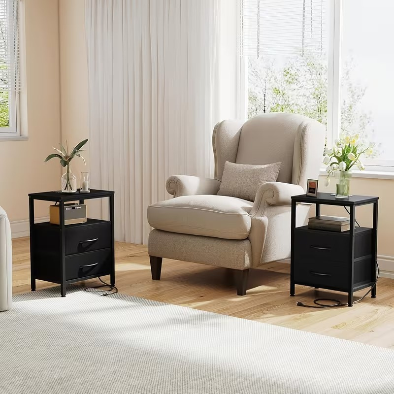 1/2 Pack Floating Nightstand with Charging Station, Wall Mounted Bedside Table with USB & Type-C Ports, 2 Adjustable Drawers and Built-in Outlet for Bedroom - Image 9