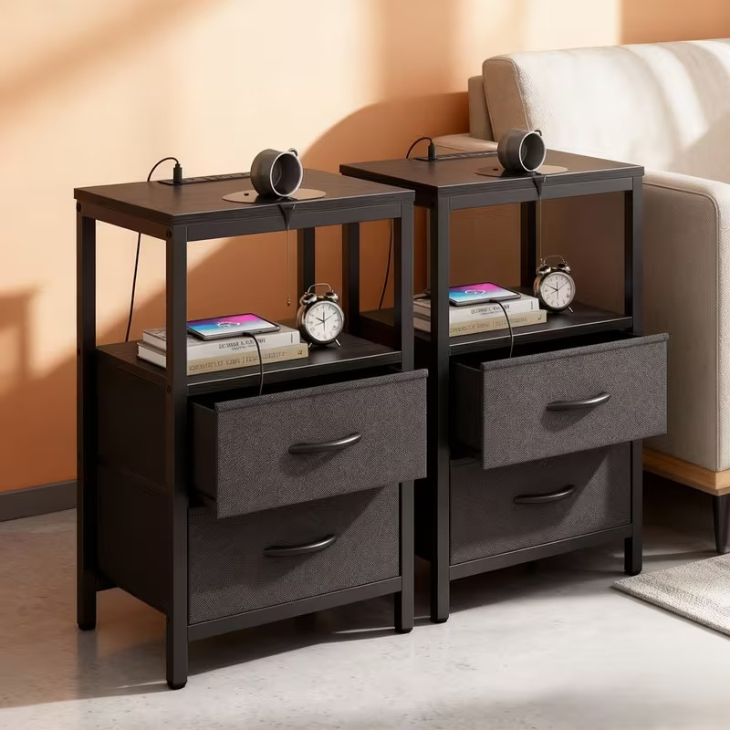 1/2 Pack Floating Nightstand with Charging Station, Wall Mounted Bedside Table with USB & Type-C Ports, 2 Adjustable Drawers and Built-in Outlet for Bedroom - Image 10