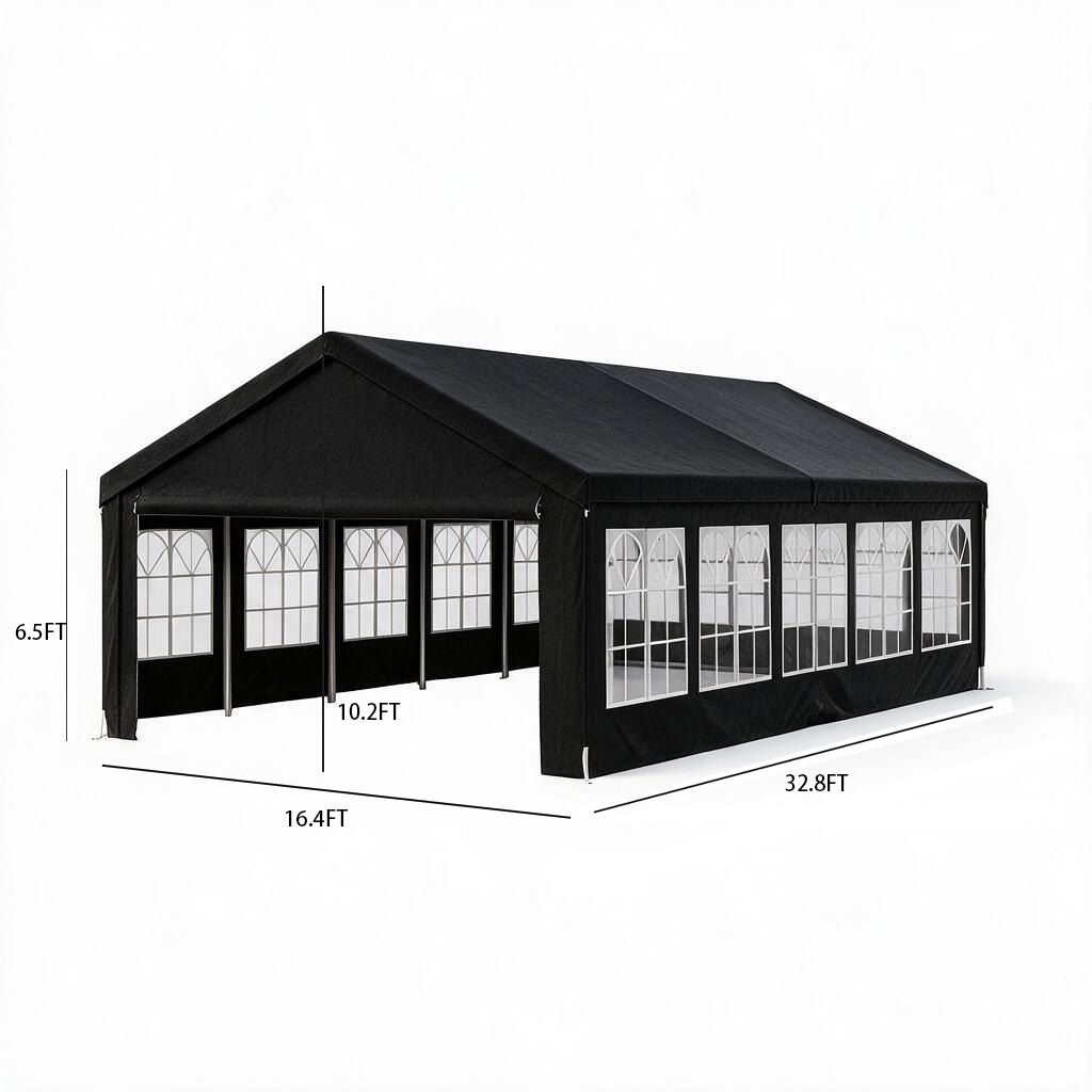 16'x32' Carport Car Canopy Party Tent with 2 Storage Bags & Removable Sidewalls, Outdoor Gazebo Commercial Tents for Parties Wedding BBQ with 2 Carry Bags - Image 11