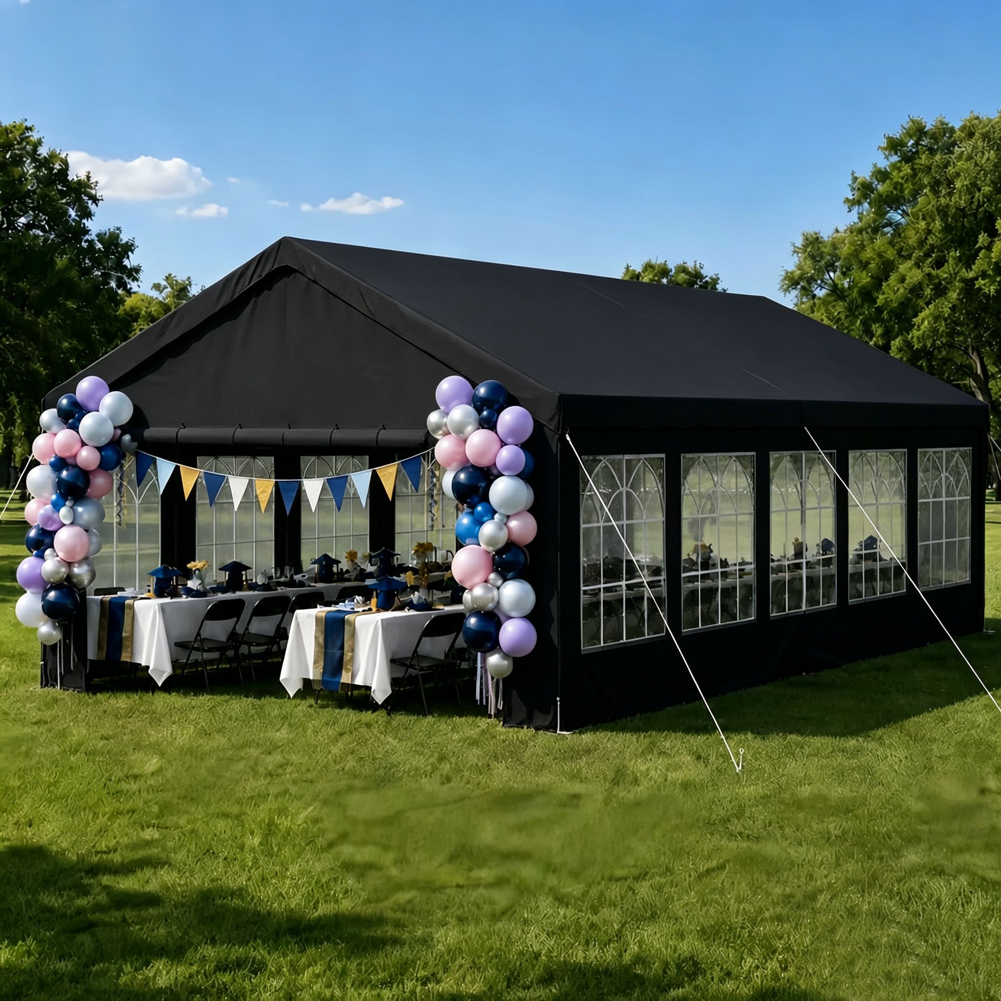 16'x32' Carport Car Canopy Party Tent with 2 Storage Bags & Removable Sidewalls, Outdoor Gazebo Commercial Tents for Parties Wedding BBQ with 2 Carry Bags - Image 6