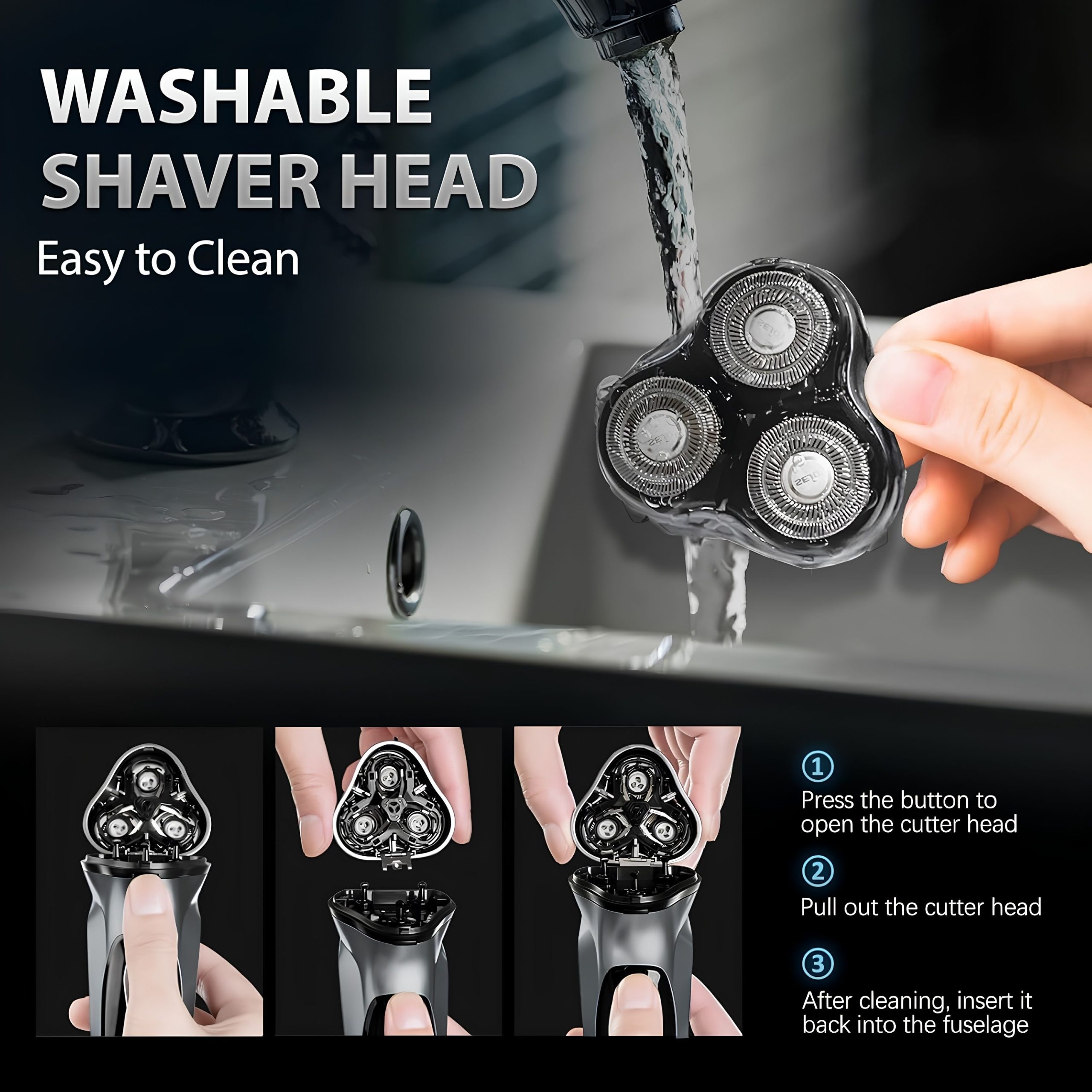 SEJOY Electric Shaver with Pop-Up Trimmer – 3D Floating Head, Fast 1H Rechargeable Razor, LCD Display - Image 6
