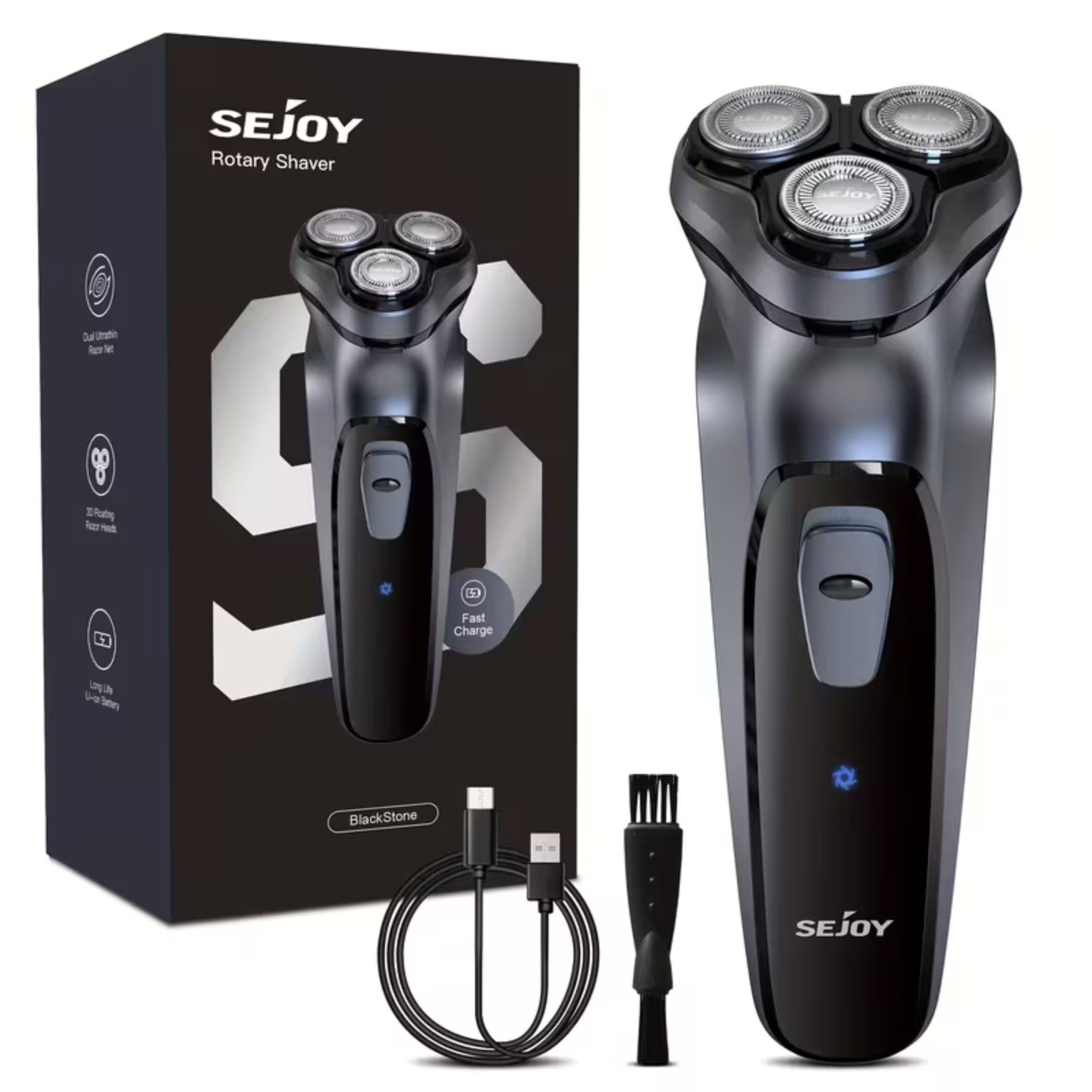 SEJOY Electric Shaver with Pop-Up Trimmer – 3D Floating Head, Fast 1H Rechargeable Razor, LCD Display