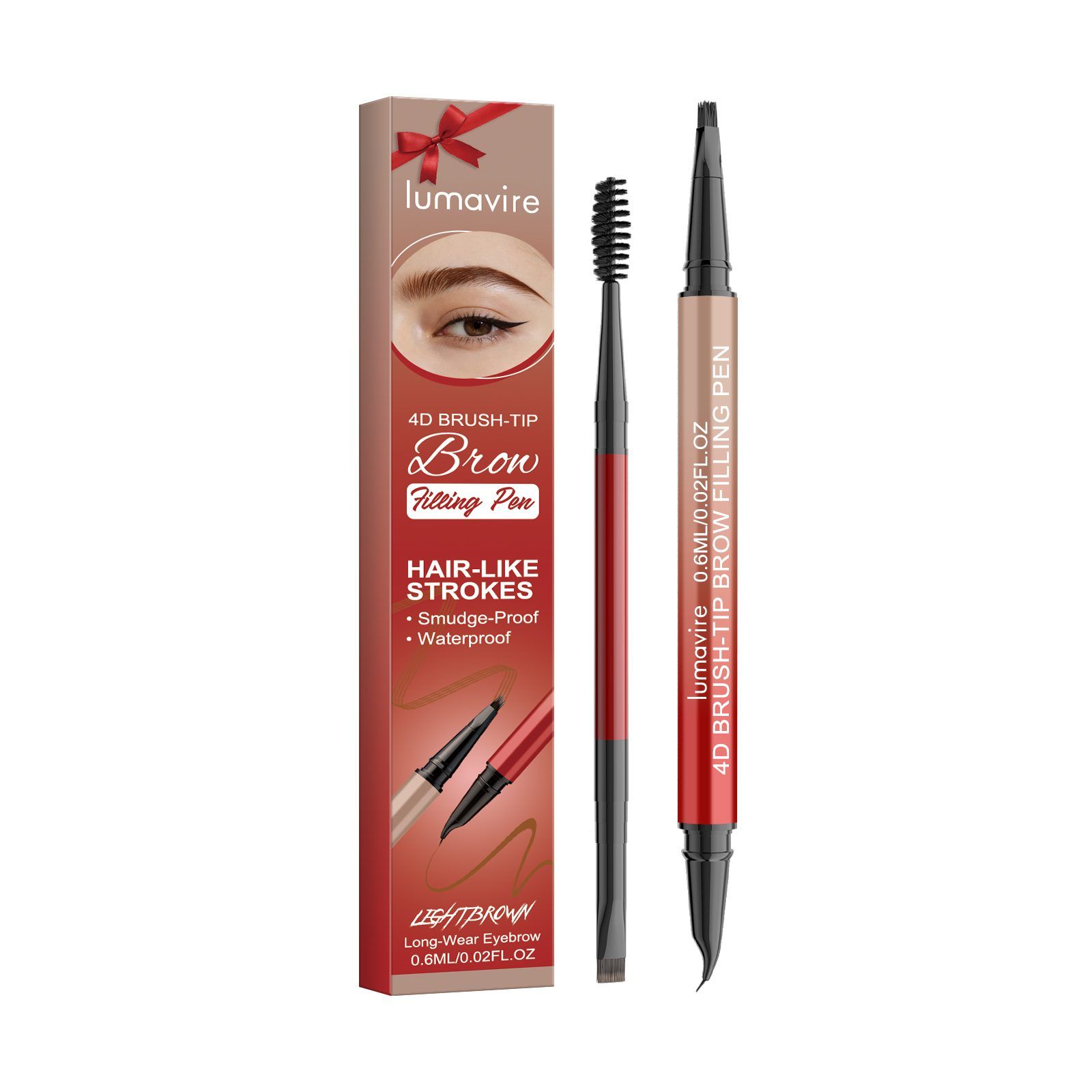lumavire Four-Tip Eyebrow Pen, Light Brown, 0.6 ml - Image 2