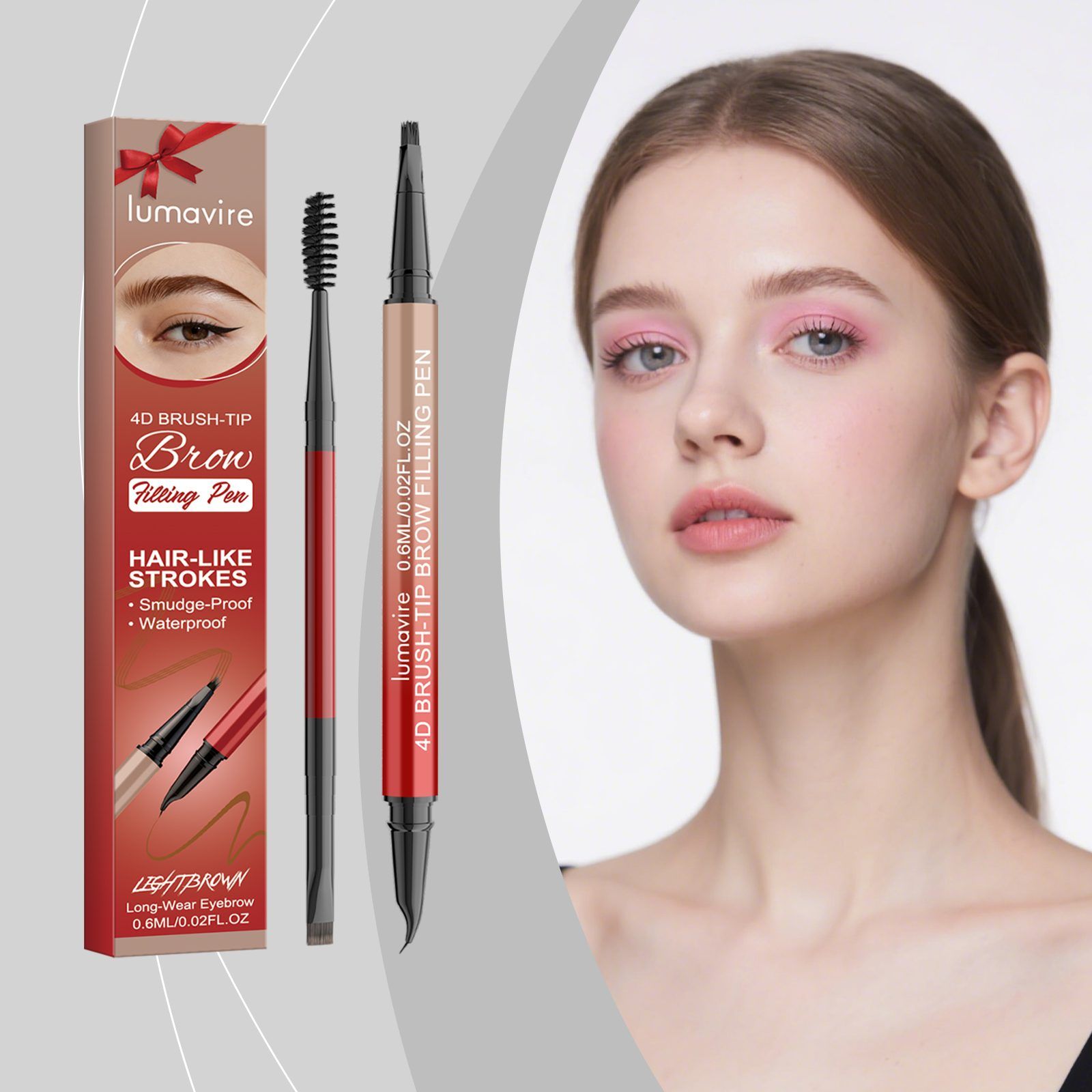 lumavire Four-Tip Eyebrow Pen, Light Brown, 0.6 ml - Image 4