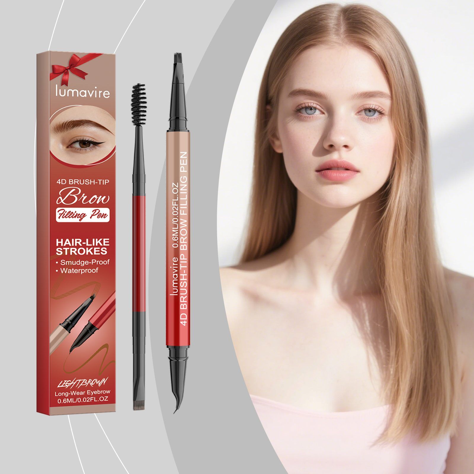 lumavire Four-Tip Eyebrow Pen, Light Brown, 0.6 ml - Image 5