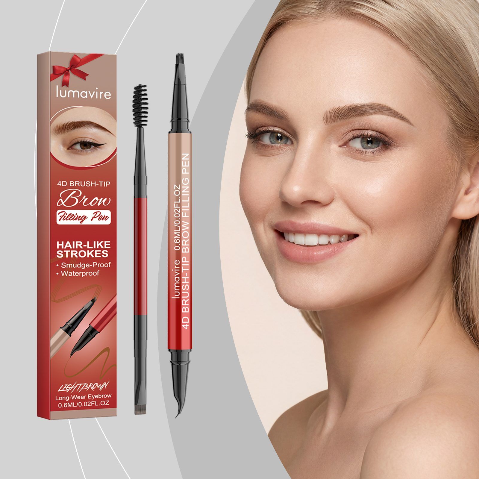 lumavire Four-Tip Eyebrow Pen, Light Brown, 0.6 ml - Image 6