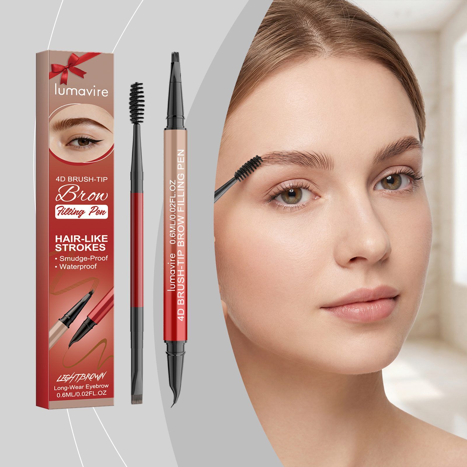 lumavire Four-Tip Eyebrow Pen, Light Brown, 0.6 ml - Image 7