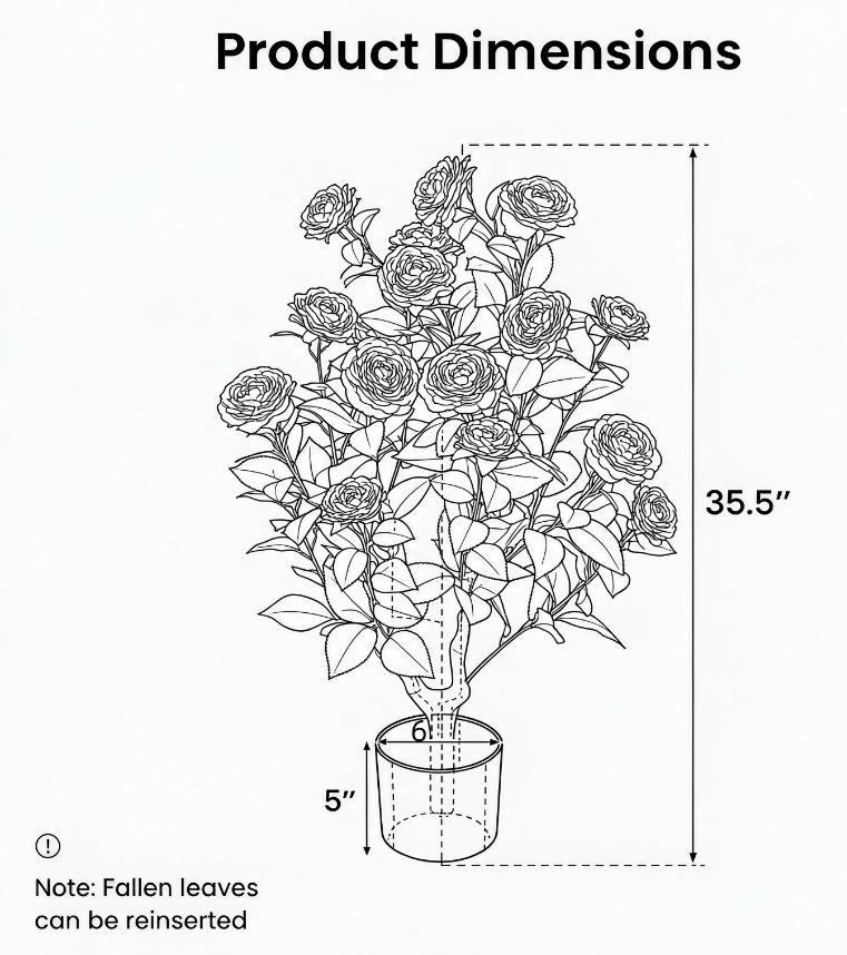 Artificial Camellia Tree Faux Flower Plant Cement-Filled Pot Durable Fake Camellia for Home Decor - Image 6