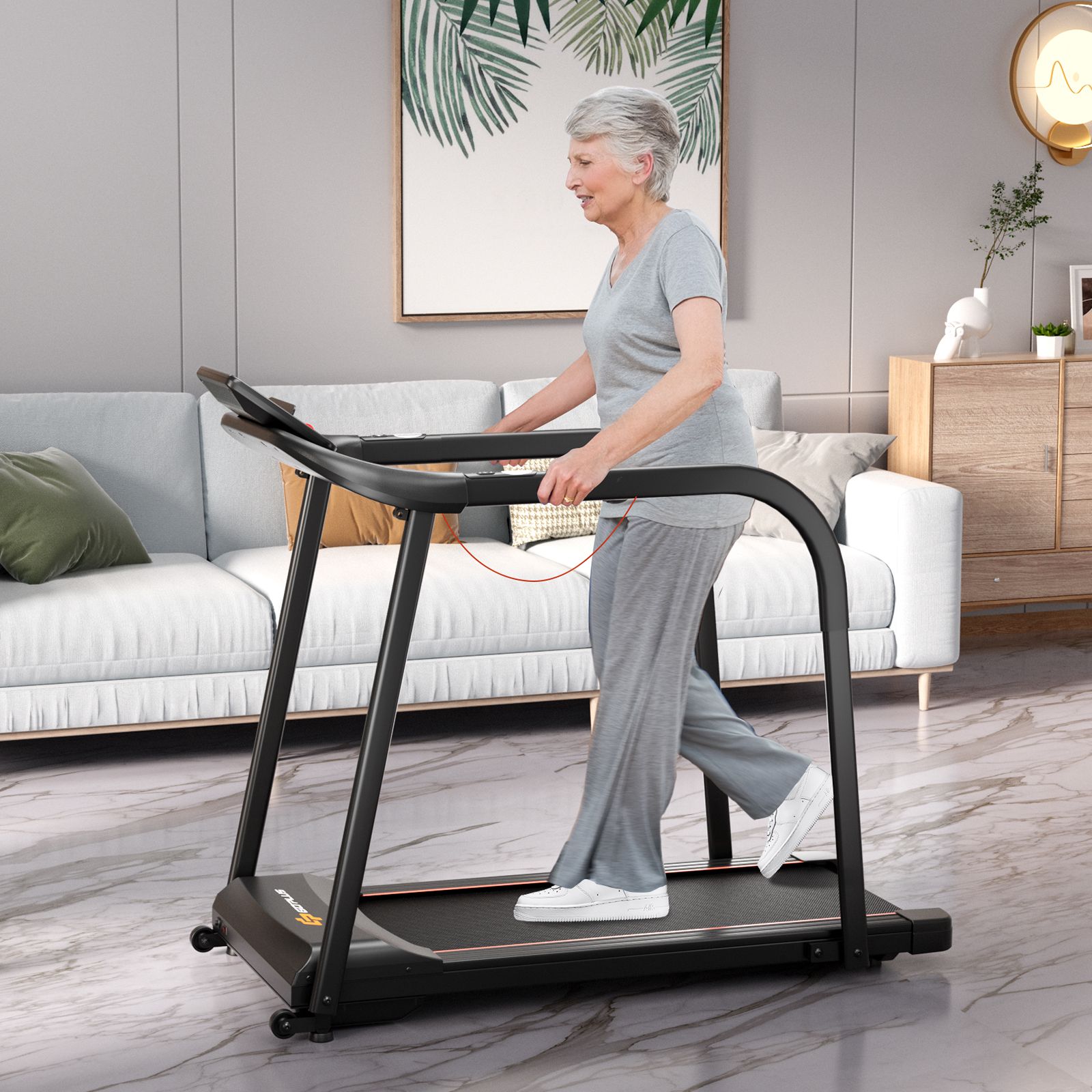2.5 HP Walking Treadmill with Long Handrails for Seniors - Image 2