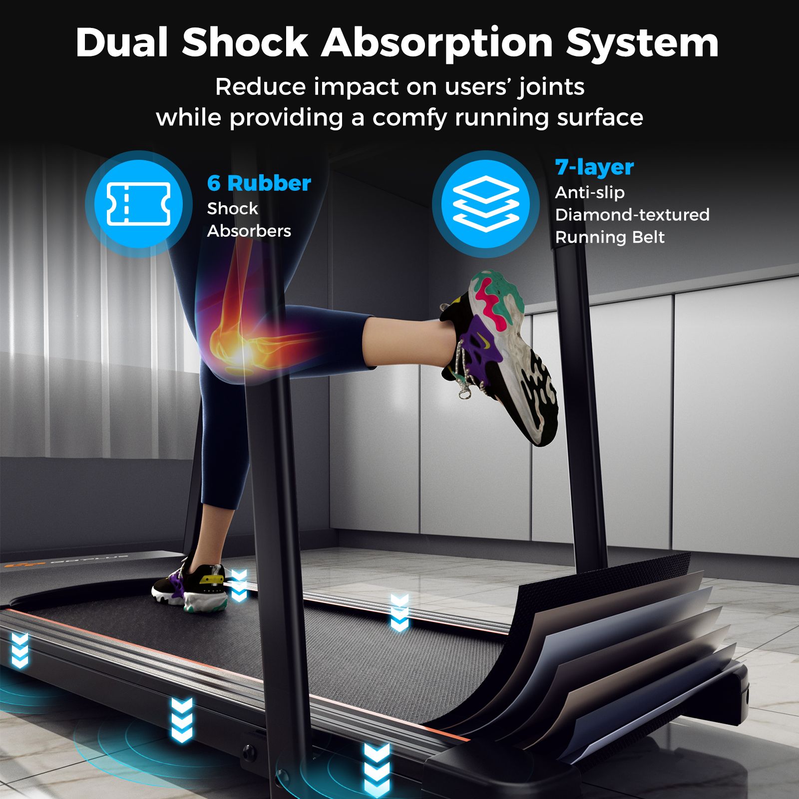 2.5 HP Walking Treadmill with Long Handrails for Seniors - Image 5