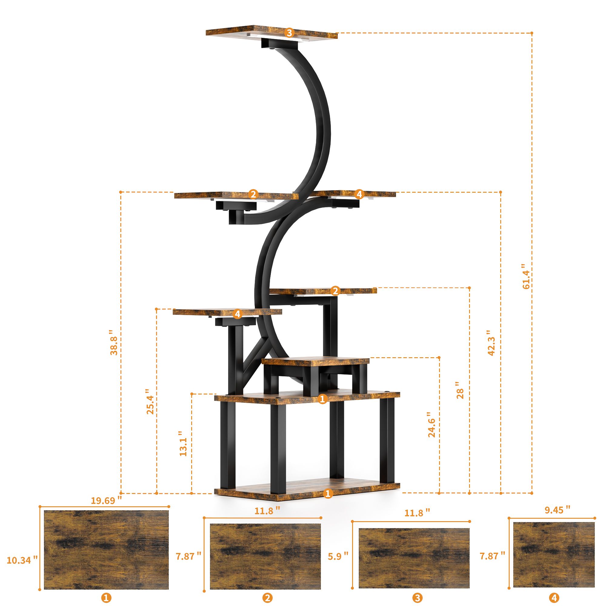 8 Tiered Corner Plant Shelf, 63" Tall Plant Stands for Indoor Plants Multiple, Metal Flower Display Shelves Holder for Home - Image 5
