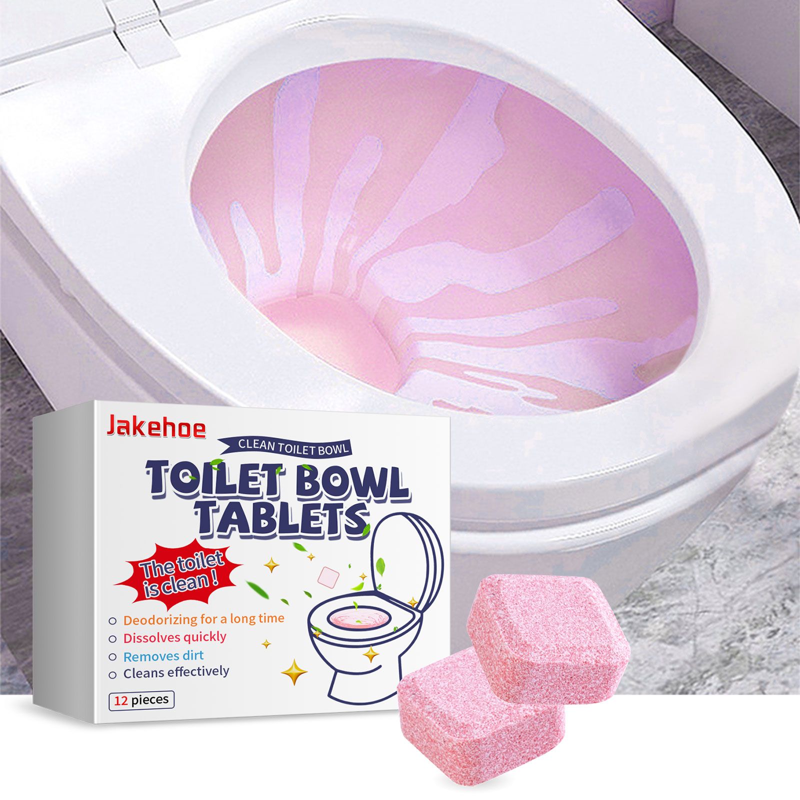 Jakehoe Toilet Effervescent Tablets Toilet Cleaner Cleaning Odor Yellow Stains Dirt Urine Stains Toilet Cleaning Tablets - Image 2