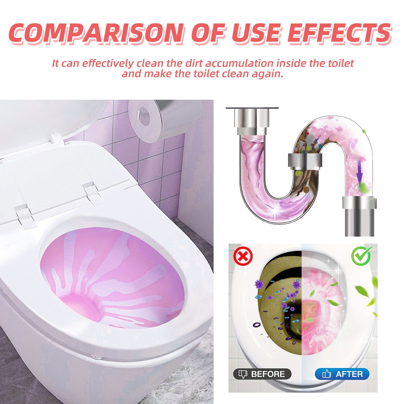 Jakehoe Toilet Effervescent Tablets Toilet Cleaner Cleaning Odor Yellow Stains Dirt Urine Stains Toilet Cleaning Tablets - Image 4