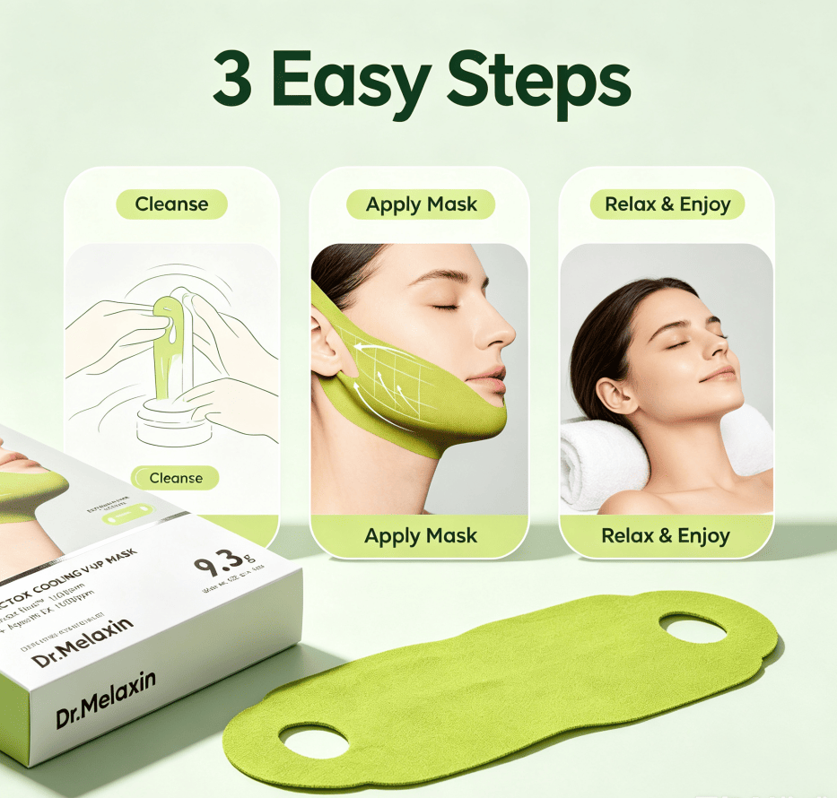 Cooling V Line Contour Gel Face Mask, De-Puffing Lifting Jawline Sheet Mask, Soft Ear-Hook Hydrating Facial Mask for Daily Skin Care, 4 Counts Per Box - Image 2