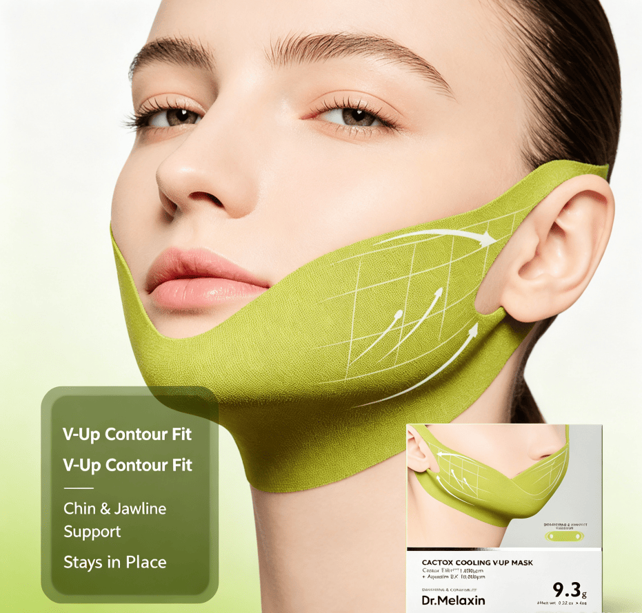 Cooling V Line Contour Gel Face Mask, De-Puffing Lifting Jawline Sheet Mask, Soft Ear-Hook Hydrating Facial Mask for Daily Skin Care, 4 Counts Per Box - Image 5
