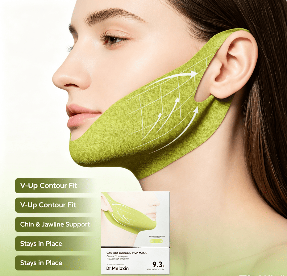 Cooling V Line Contour Gel Face Mask, De-Puffing Lifting Jawline Sheet Mask, Soft Ear-Hook Hydrating Facial Mask for Daily Skin Care, 4 Counts Per Box - Image 9