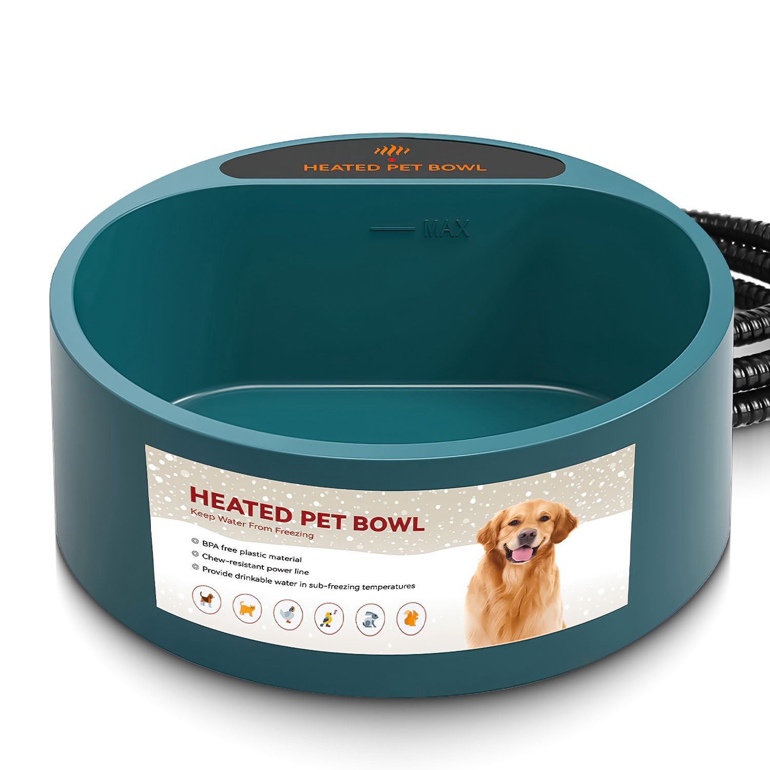 Heated Water Bowl for Dog Cat 74.4OZ Heating Water Dish IP67 Waterproof Thermal Water Bowl Heated Pet Bowl Dog Cat Water Feeder Bowl for Dog Cat Rabbi - Image 2