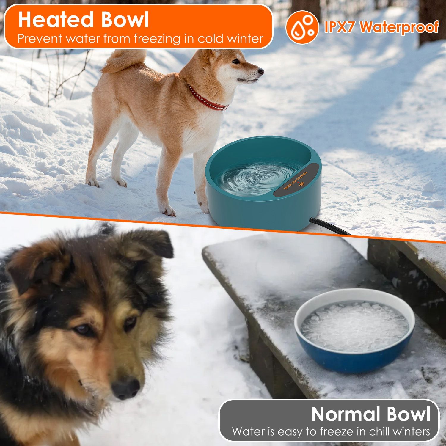Heated Water Bowl for Dog Cat 74.4OZ Heating Water Dish IP67 Waterproof Thermal Water Bowl Heated Pet Bowl Dog Cat Water Feeder Bowl for Dog Cat Rabbi - Image 11