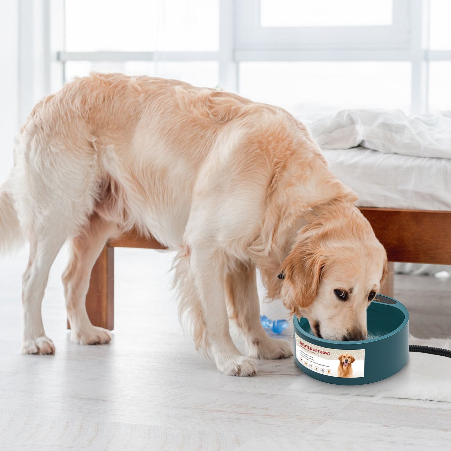 Heated Water Bowl for Dog Cat 74.4OZ Heating Water Dish IP67 Waterproof Thermal Water Bowl Heated Pet Bowl Dog Cat Water Feeder Bowl for Dog Cat Rabbi - Image 3