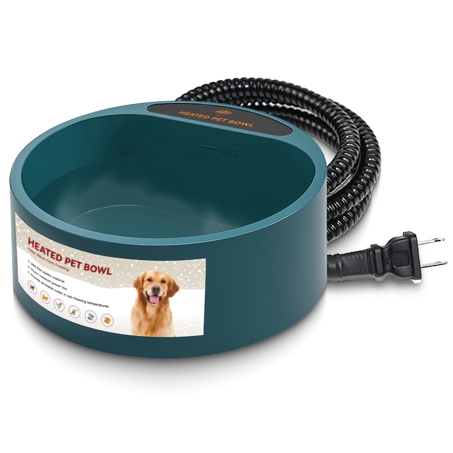 Heated Water Bowl for Dog Cat 74.4OZ Heating Water Dish IP67 Waterproof Thermal Water Bowl Heated Pet Bowl Dog Cat Water Feeder Bowl for Dog Cat Rabbi - Image 5