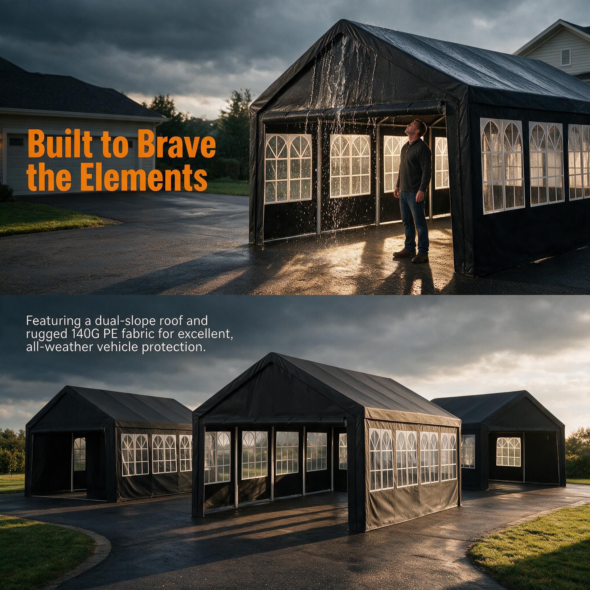 13'x26' Carport Car Canopy Party Tent Outdoor Gazebo with Removable Sidewalls Outdoor Gazebo Commercial Tents for Parties Wedding BBQ - Image 2