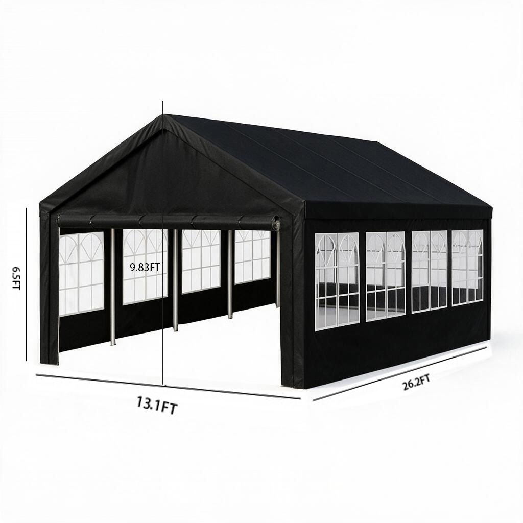 13'x26' Carport Car Canopy Party Tent Outdoor Gazebo with Removable Sidewalls Outdoor Gazebo Commercial Tents for Parties Wedding BBQ - Image 6