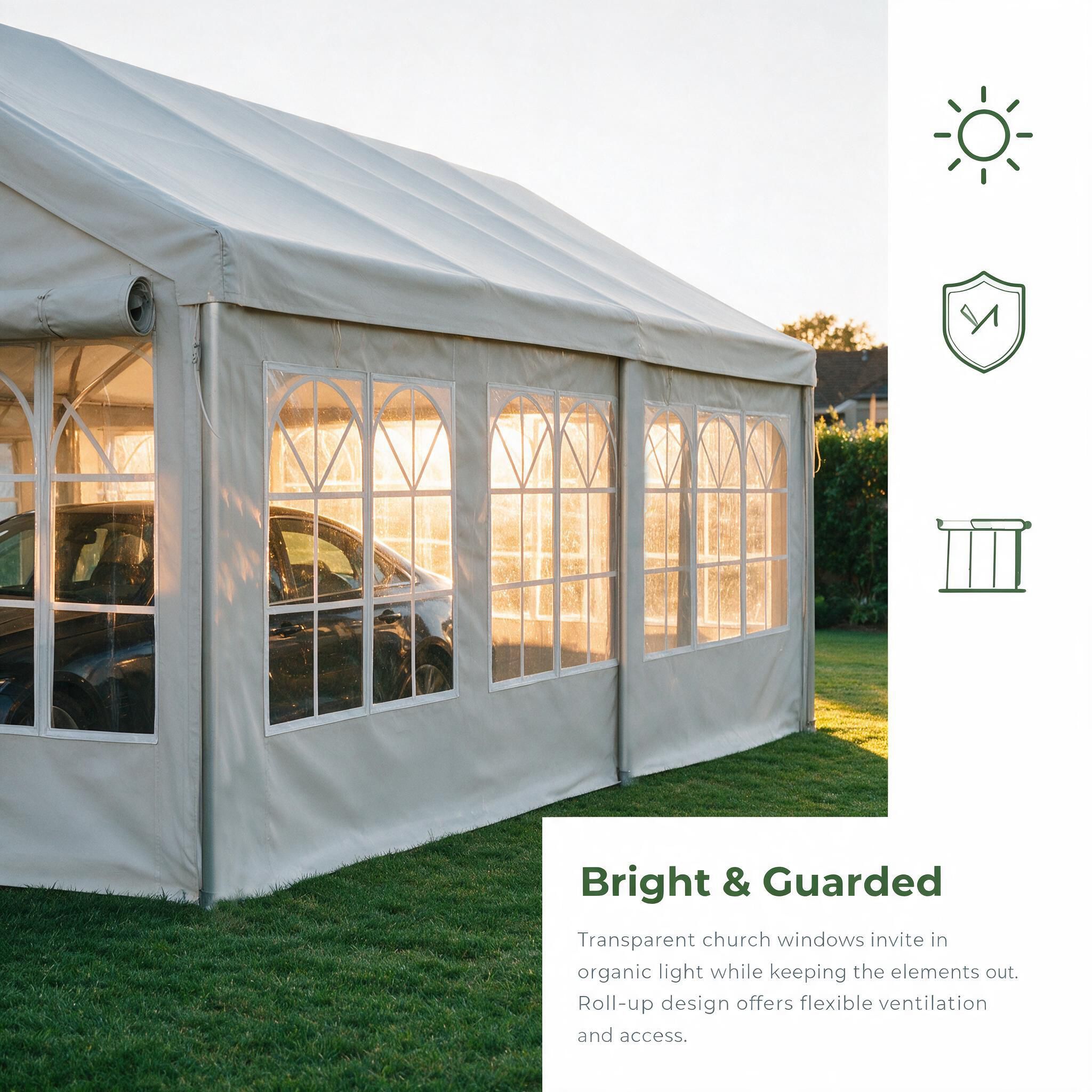 13'x26' Carport Car Canopy Party Tent Outdoor Gazebo with Removable Sidewalls Outdoor Gazebo Commercial Tents for Parties Wedding BBQ - Image 10